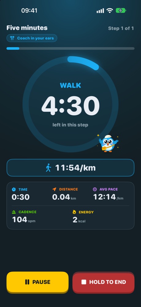 A live lesson with the current step and time left